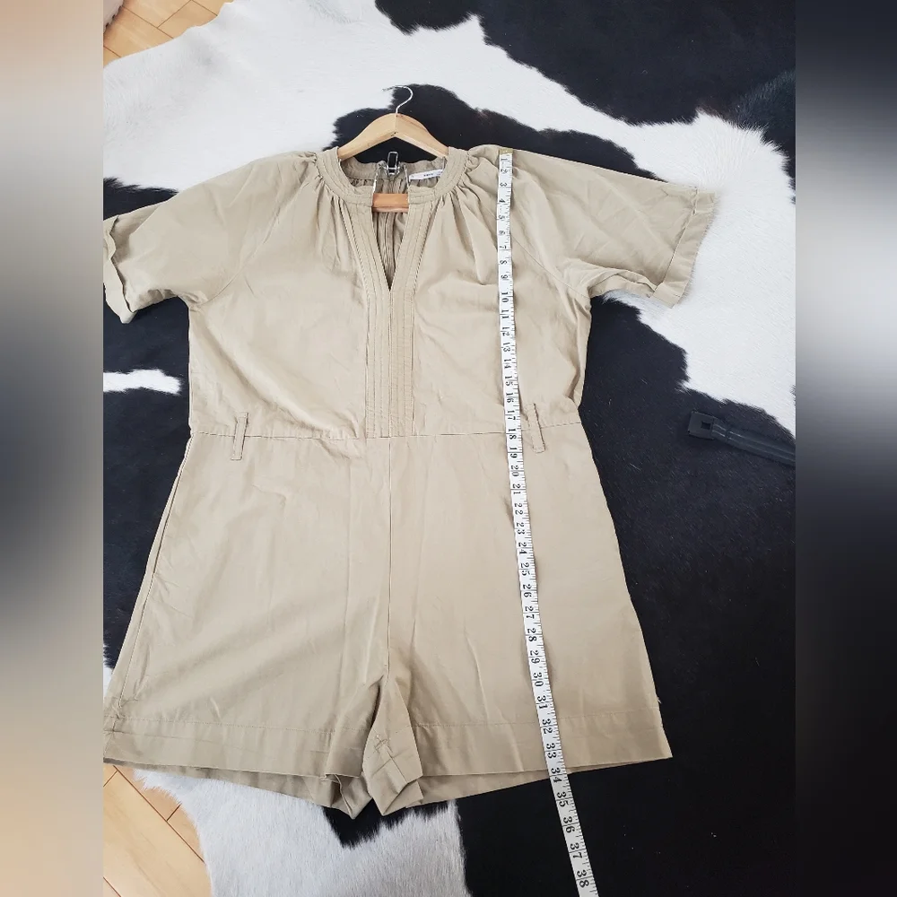 MNG mango khaki safari romper jumpsuit sz L - Picture 11 of 12